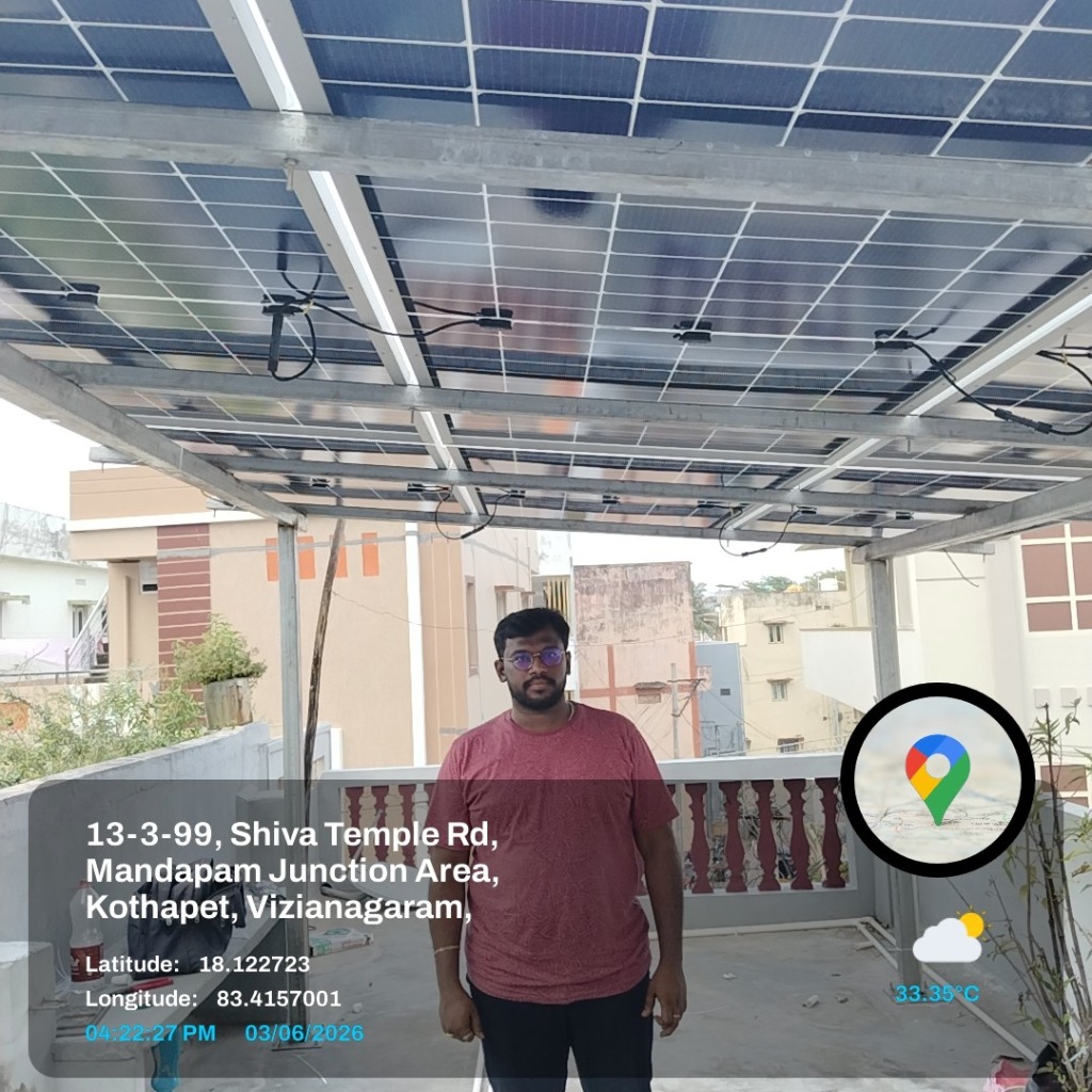 Live Solar Installation - Mandapam Junction Walkable Rooftop Canopy